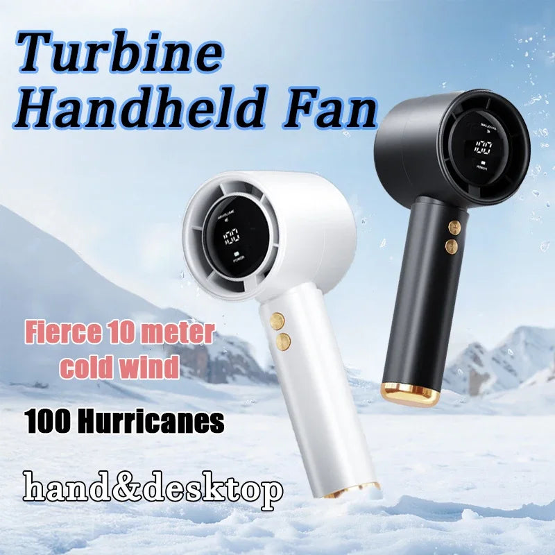 2-Pack Portable USB Rechargeable Handheld Fans - 100-Speed Turbo Cooling with LED Display, Perfect for Indoor & Outdoor Use