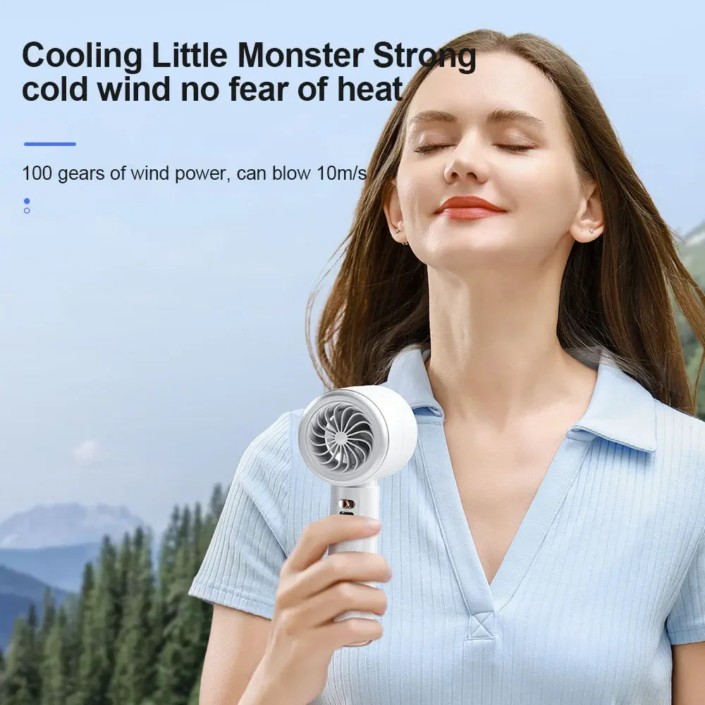 2-Pack Portable USB Rechargeable Handheld Fans - 100-Speed Turbo Cooling with LED Display, Perfect for Indoor & Outdoor Use