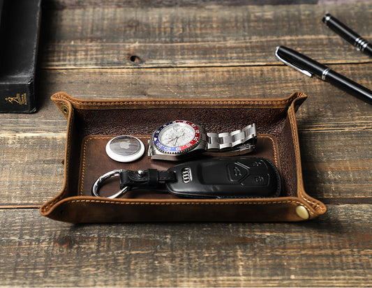 Desktop Premium Leather Tray  –  Elegant Simplicity