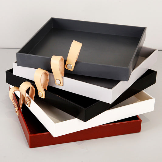 Creative Square PU Leather Storage Tray – Chic & Compact