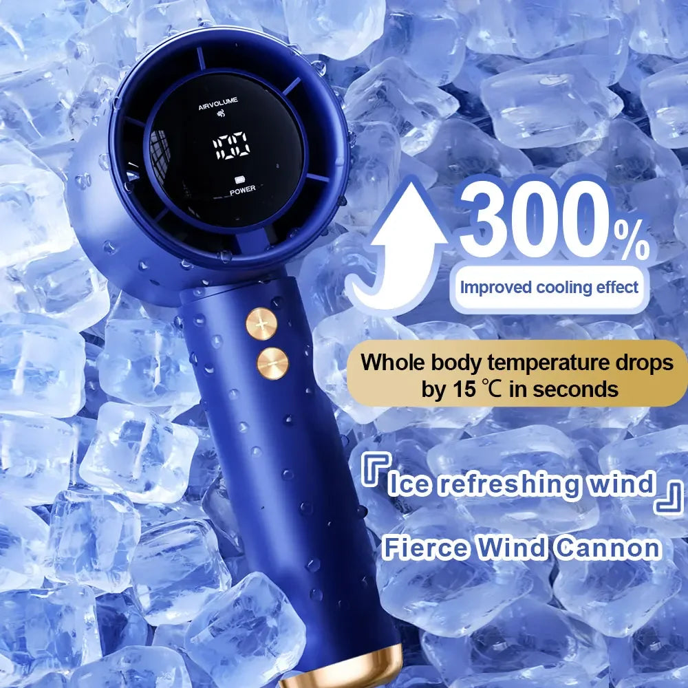 2-Pack Portable USB Rechargeable Handheld Fans - 100-Speed Turbo Cooling with LED Display, Perfect for Indoor & Outdoor Use